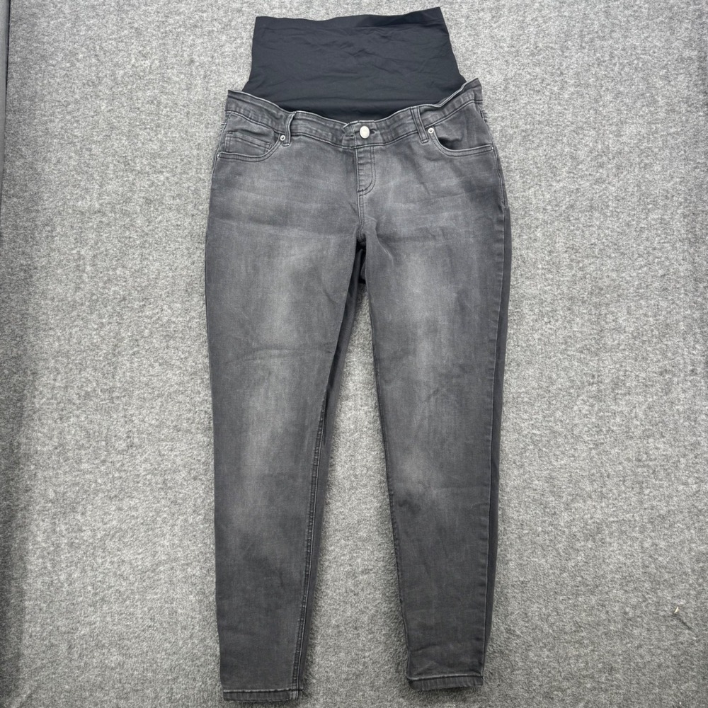 Time and Tru Maternity Skinny Jeans Full Belly Band Size L 12-14 Mom Black Ankle